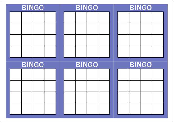 16マス（4×4）ビンゴカード