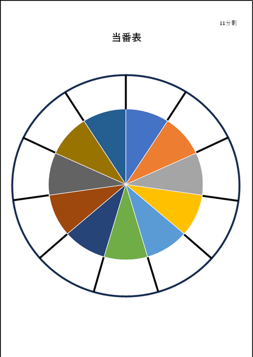 11分割の円当番表