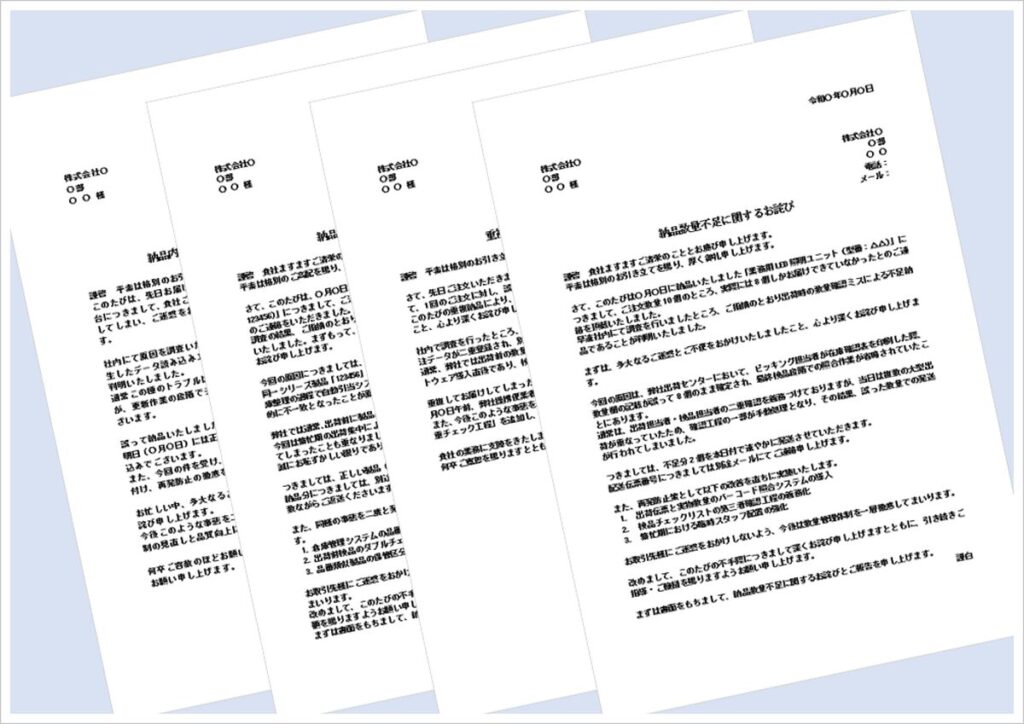 納品間違いのお詫び状の例文とテンプレート|Word形式で無料ダウンロード